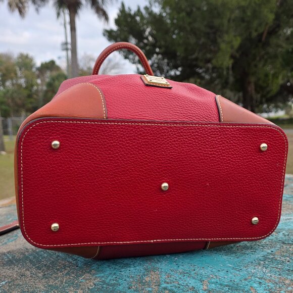 DOONEY & BOURKE Red Pebble grain leather Brenna Satchel handbag - Picture 5 of 6